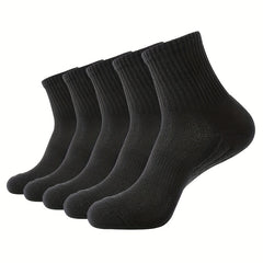 5 Pairs Men's Basketball Socks Breathable Shock Absorbing Running Socks