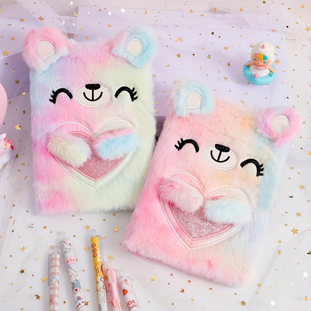 Cute Tie Dye Bear Plush Notebook A5 160 Pages