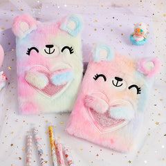 Cute Tie Dye Bear Plush Notebook A5 160 Pages