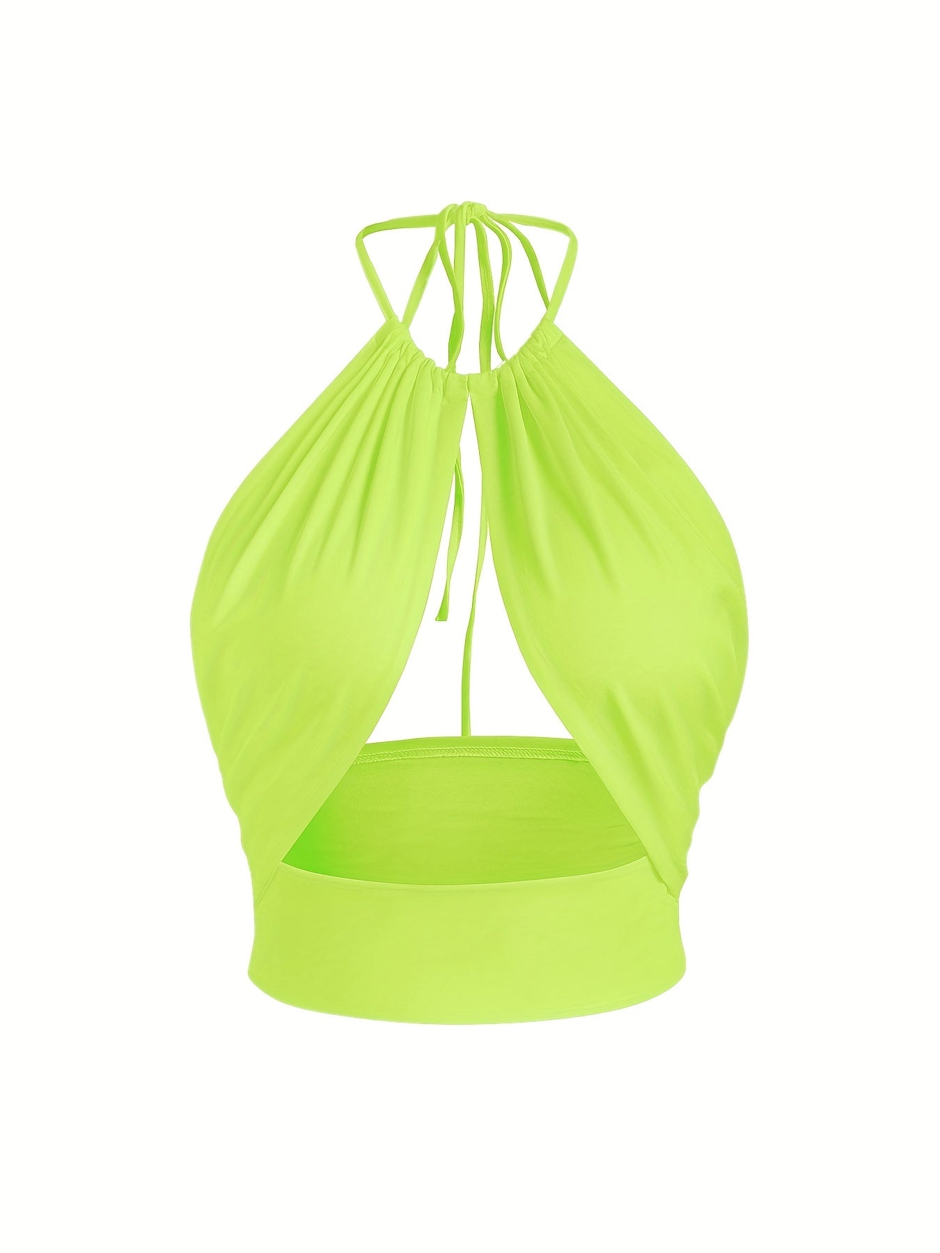 Women Halter Crop Top V Neck Tie Back Camisole Tank Tops