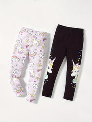 Toddler Girls Rainbow Unicorn Graphic Leggings Pants