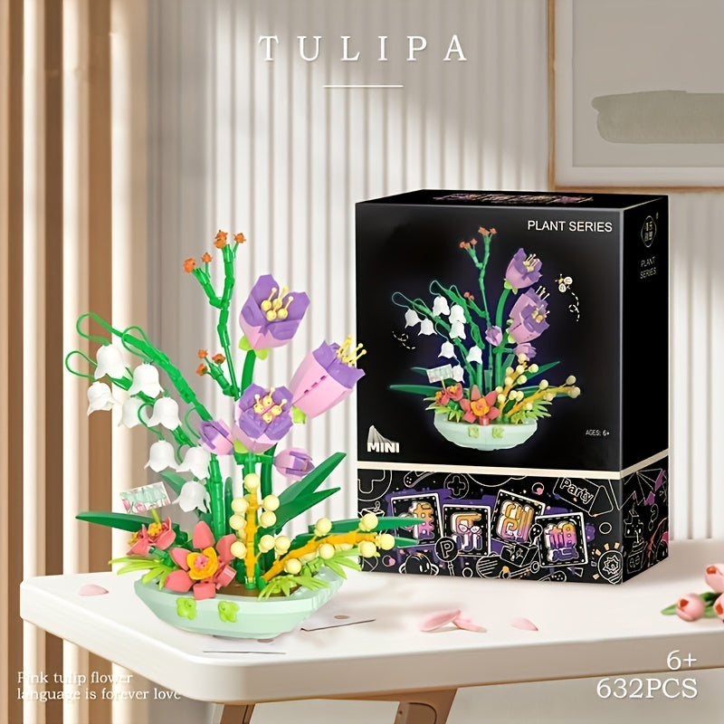 Self Assembling Building Blocks Fragrant Spring Potted Flower Bouquet
