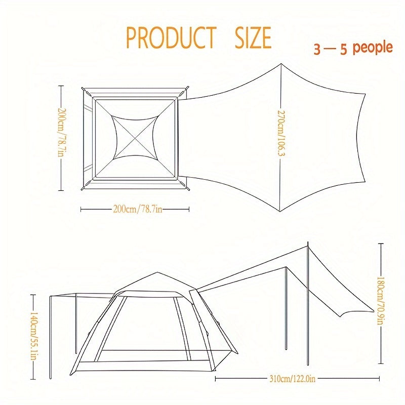 Durable 2 in 1 Canopy and Tent - Waterproof and Portable - Fits 3-8 Persons