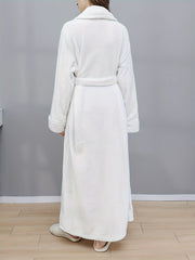 Cozy Long Sleeve Fuzzy Night Robe with Belt & Pockets