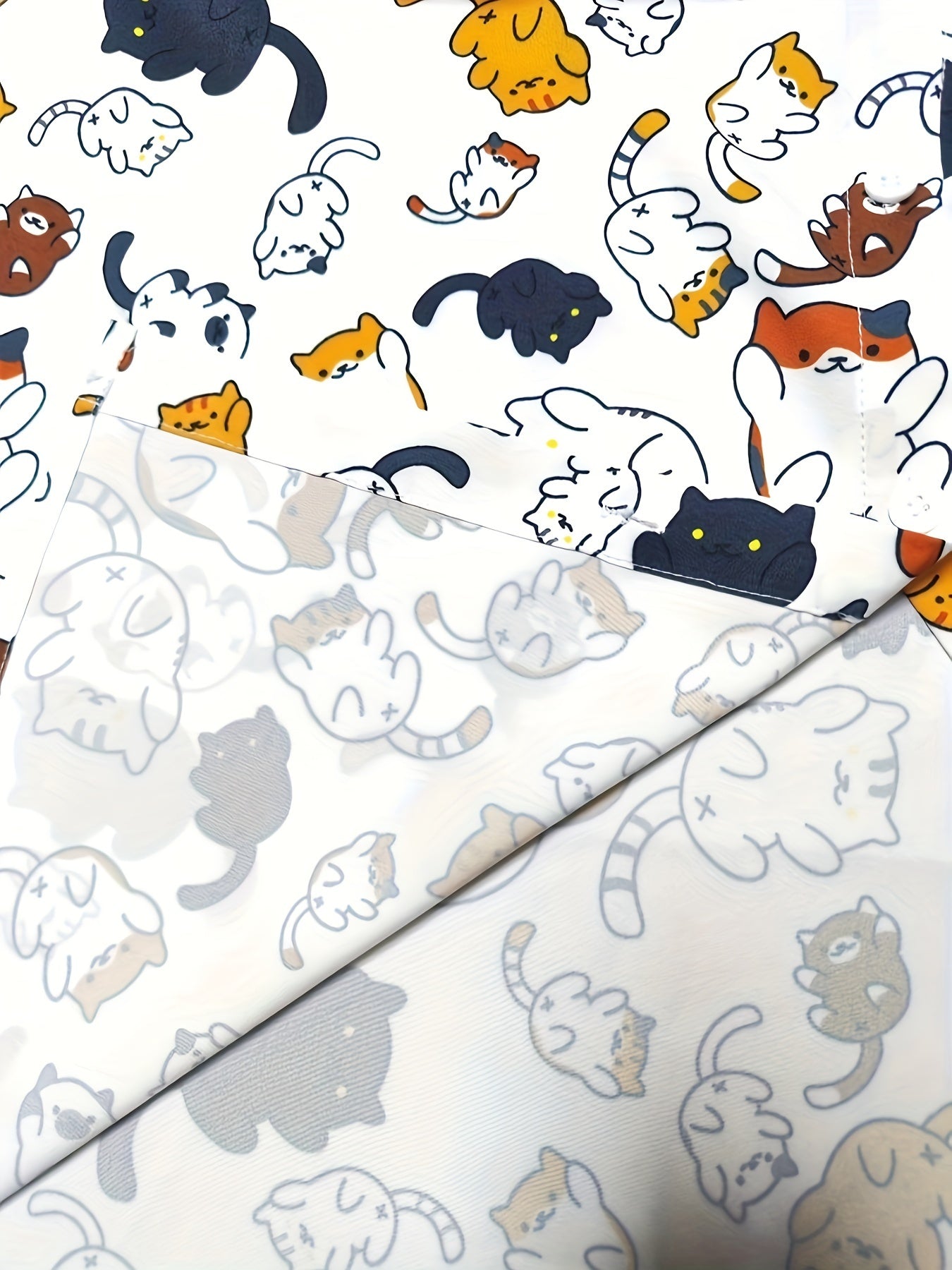 Cat Print Long Sleeve Button Up Top