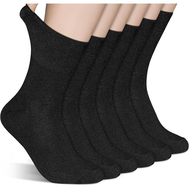6 Pairs Diabetic Socks for Men & Women, Extra Roomy Toe Seams, Non Binding Top