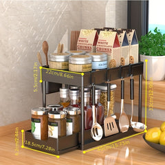 Sink Rack 2 Tier Cabinet Sliding Storage Drawer Rack Under Sink Storage