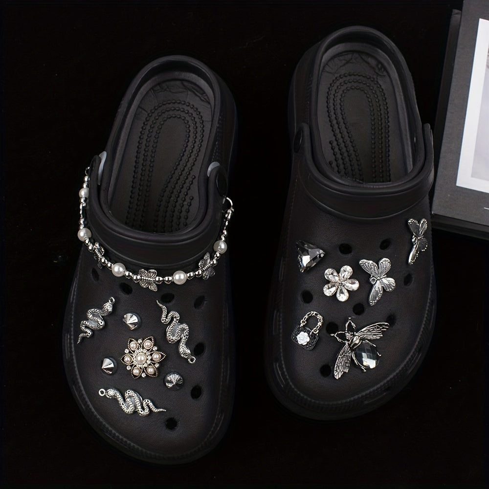 Dark Style Punk Rhinestone Shoe Chain Butterfly Shoe Buckle