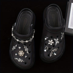 Dark Style Punk Rhinestone Shoe Chain Butterfly Shoe Buckle