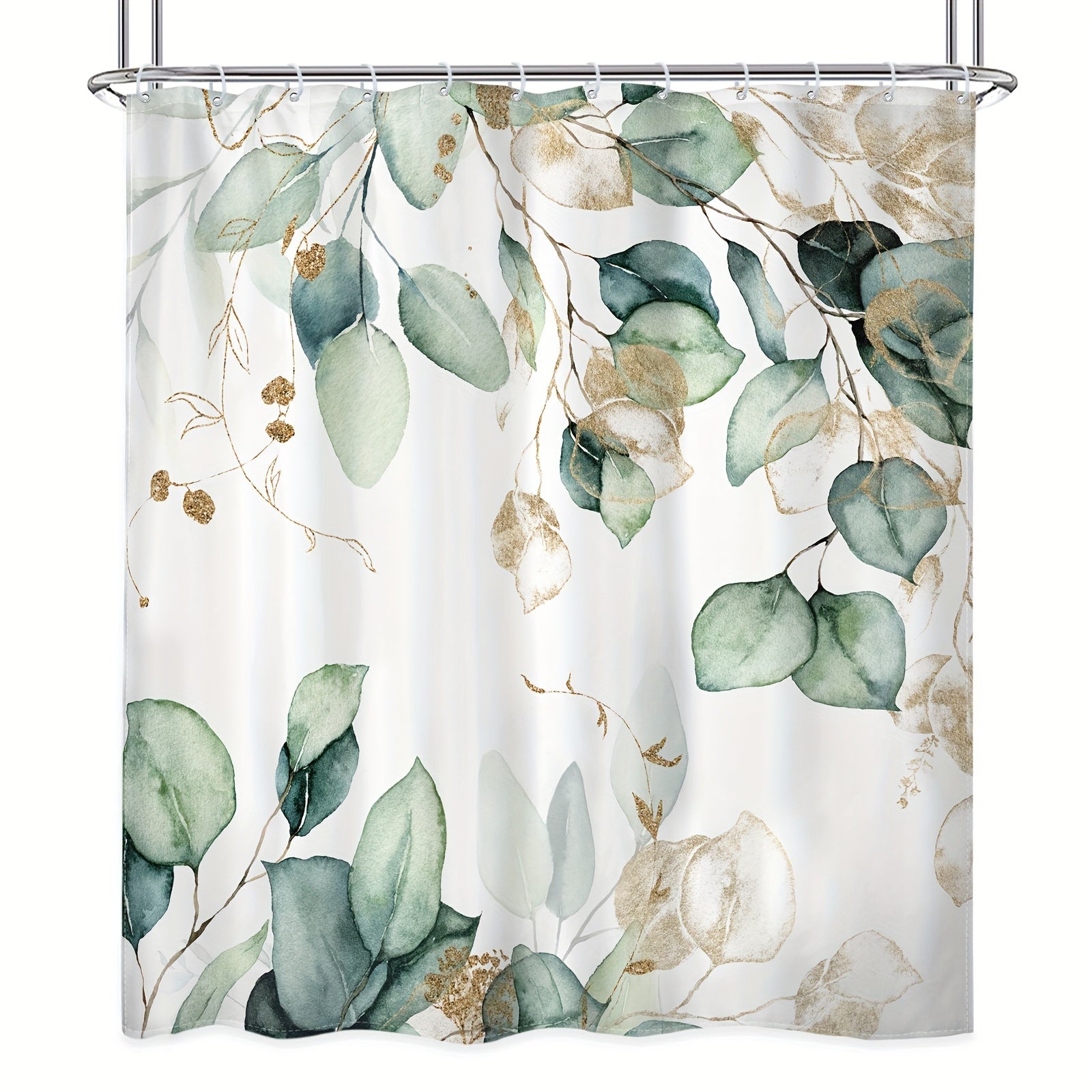 Polyester Eucalyptus Leaf Green Plant Shower Curtain - 70.87 inches