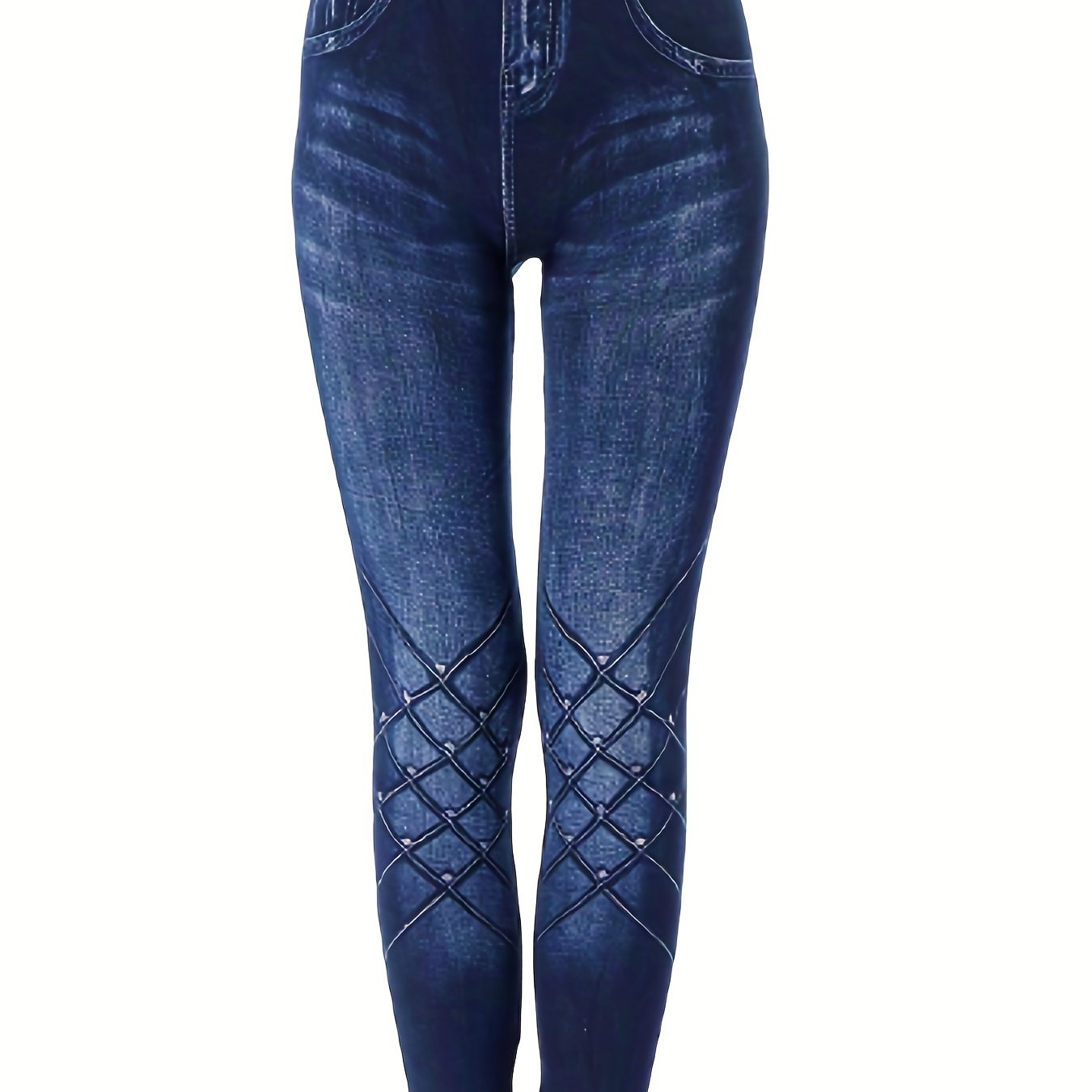Denim Print High Waist Skinny Leggings For Women