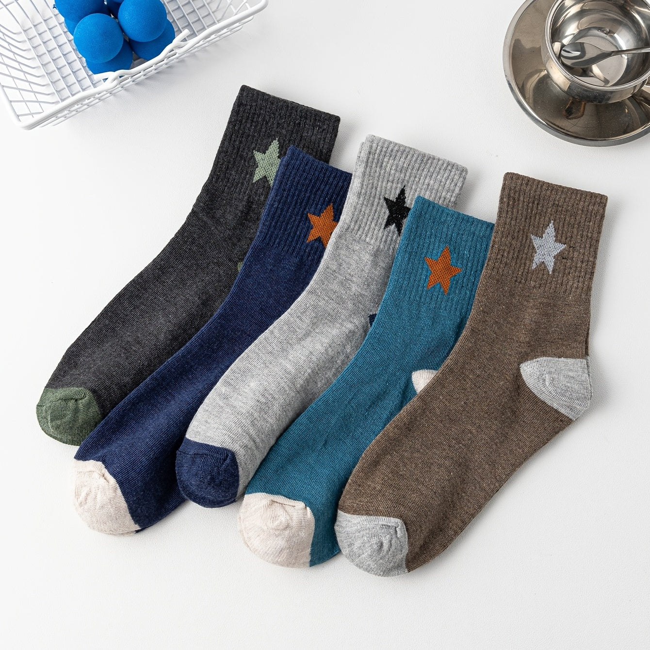 5 Pairs Star Pattern Socks Mid Tube Stockings