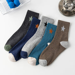 5 Pairs Star Pattern Socks Mid Tube Stockings