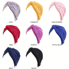 Solid Braided Turban Elastic Chemo Cap Hijab Bonnet Headwear Beanie Cap