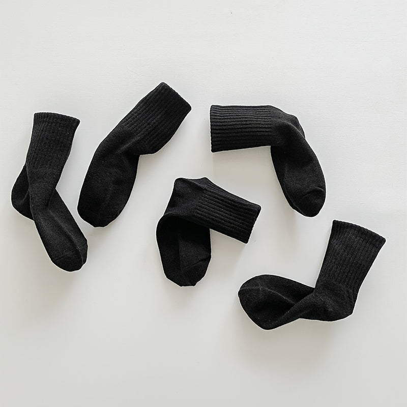 5 Pairs Girls Striped High Elastic Cotton Socks