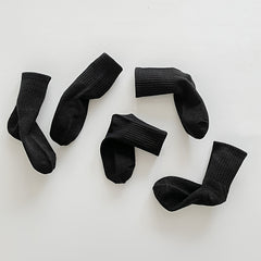 5 Pairs Girls Striped High Elastic Cotton Socks