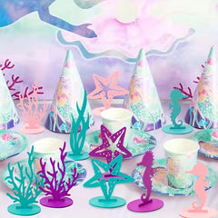 2pcs Mermaid Birthday Decorations Felt Table Centerpiece Under The Sea Party