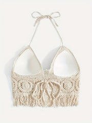 Tassels Crochet Halter Top for Vacation Beach