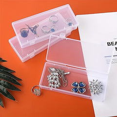6pcs Plastic Storage Box Hinged Cover Transparent Container Beading Crafts