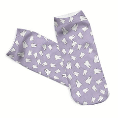 3D Teeth Print Socks Low Cut Women's Stockings