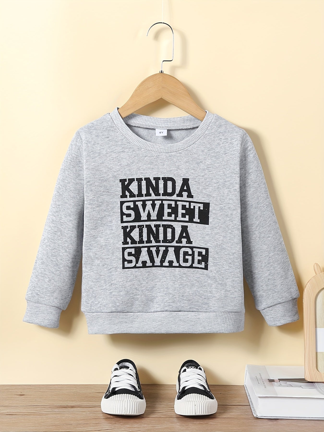 Kid's Thermal Sweatshirt Kinda Sweet Kinda Savage Print Pullover