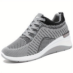 Women's Chunky Knit Sneakers Comfortable Height Increase Sports Shoes