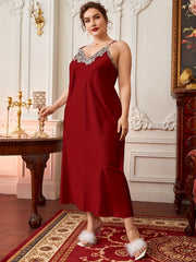 Lace Cami Sleepwear Dress Women's Plus Loungewear Dress