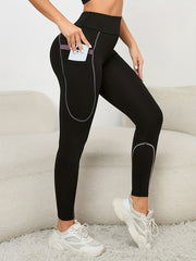 High Stretch Sports Leggings With Pocket High Waist Yoga Running Tight Pants