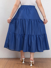 Women's Denim Print Drawstring Smock Skirt