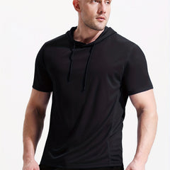 Men's Athletic Quick Dry Hooded T shirt Breathable Top