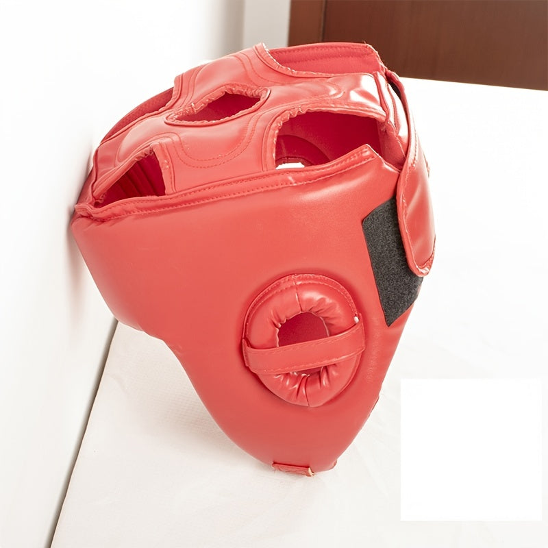 Red PU Leather Boxing Helmet for Sparring