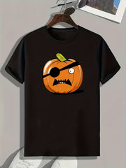 Halloween Pumpkin Print Men's Graphic T-shirt Casual Comfy Tees