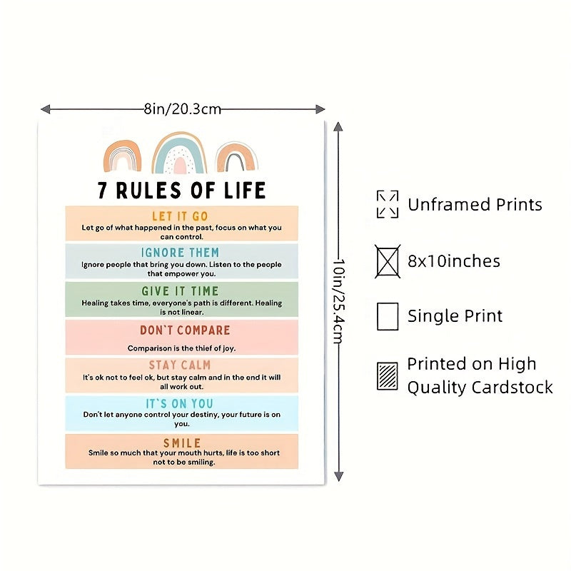 Inspirational Wall Decor 7 Rules Of Life Poster Happy Quote Feelings Poster