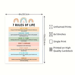 Inspirational Wall Decor 7 Rules Of Life Poster Happy Quote Feelings Poster