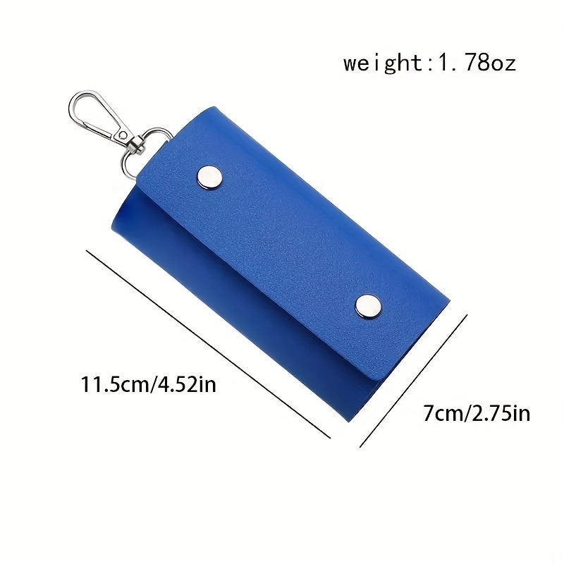 Unisex PU Leather Keychain Car Key Holder Snap Closure Bag Key Ring Pouch