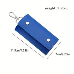 Unisex PU Leather Keychain Car Key Holder Snap Closure Bag Key Ring Pouch