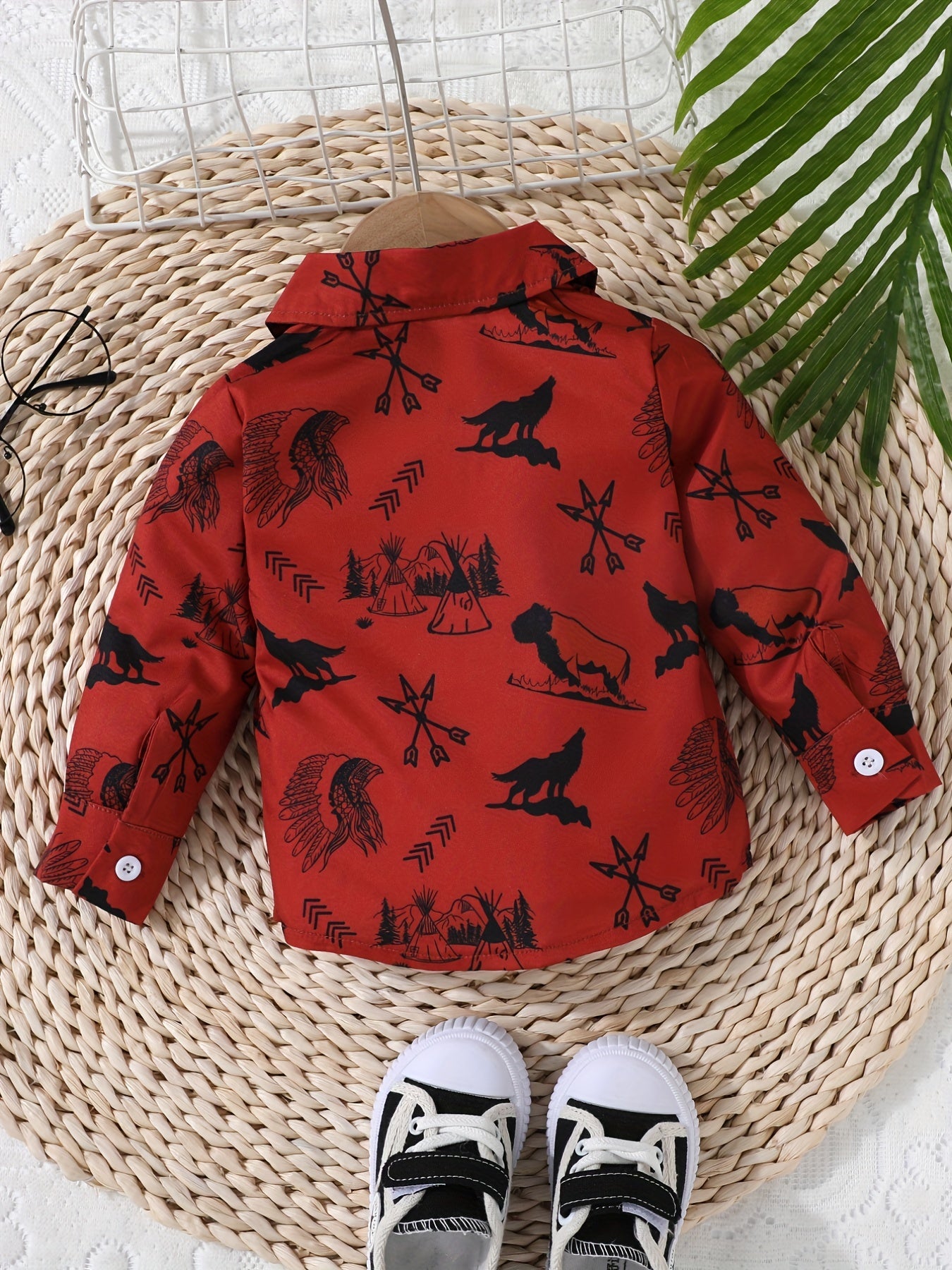 Baby Boys Animal Print Long Sleeve Shirt Preppy Style Tee Top