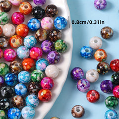 50pcs 8mm Spray Paint Round Beads 13 Colors for Jewelry Making