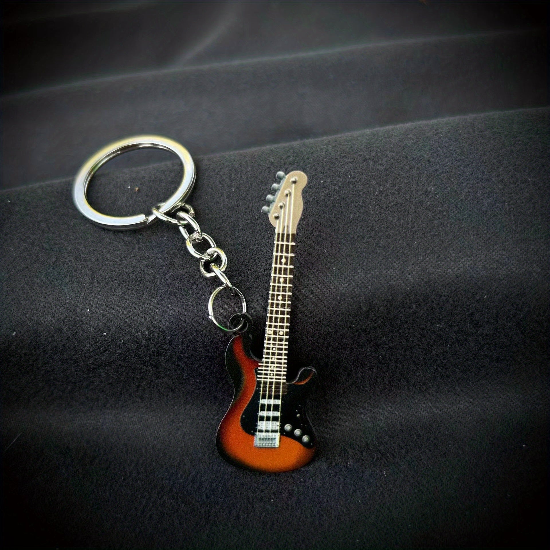 Colorful Guitar Instrument Shape Pendant Keychain