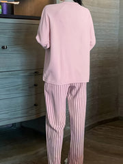 Striped Print Pajama Set Long Sleeve & Pants Women's Sleepwear