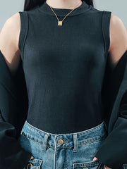 2pcs Ribbed Tank Tops Crew Neck Sleeveless Women's Lingerie