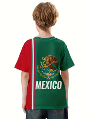 MEXICO 3D Print Boy's Casual Tees Kids Short Sleeve Crew Neck Comfy T shirt
