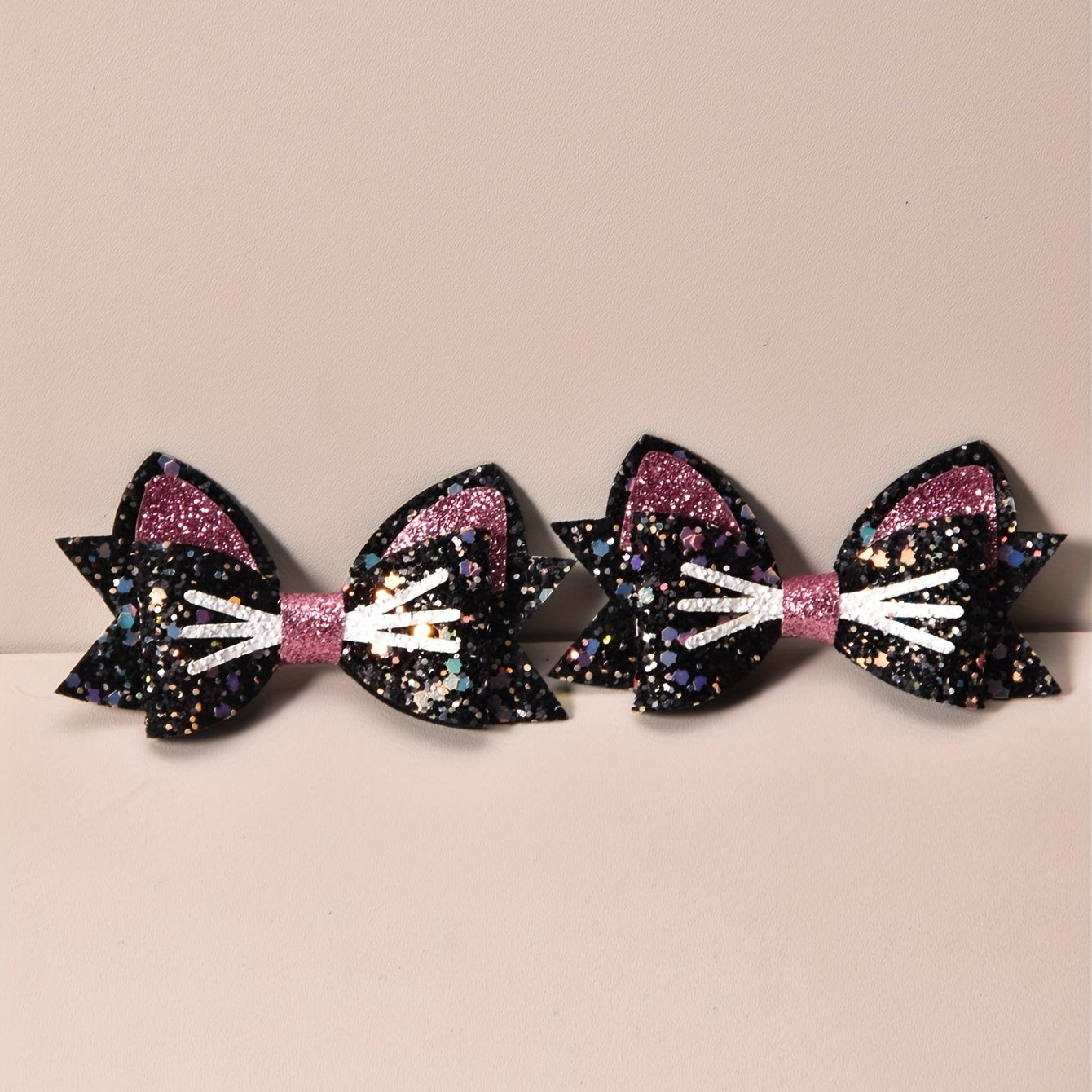 2pcs Girls Sequins Wild Cats Swallowtail Bangs Clip Hair Accessories