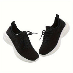 Men's Knit Running Shoes Breathable Soft Sole Sneakers Lace Up Outdoor Jogging