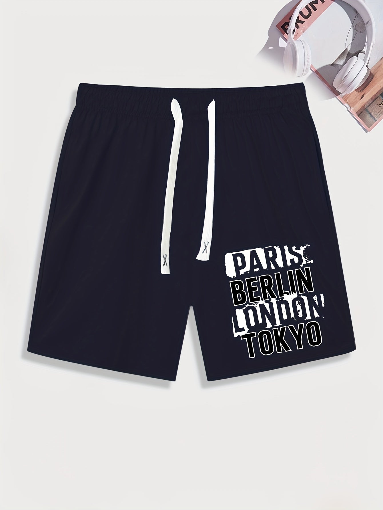Big City Name Print Men's Comfy Active Shorts