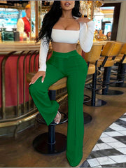 High Waist Wide Leg Work Office Pants Women's Clothing