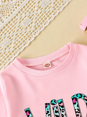 Leopard Graphic Sweatshirt for Toddler Girls Spring Autumn Crew Neck Top