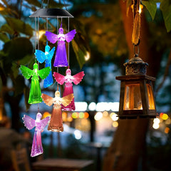 Solar Angel Wind Chime with LED Light for Home and Garden Decor