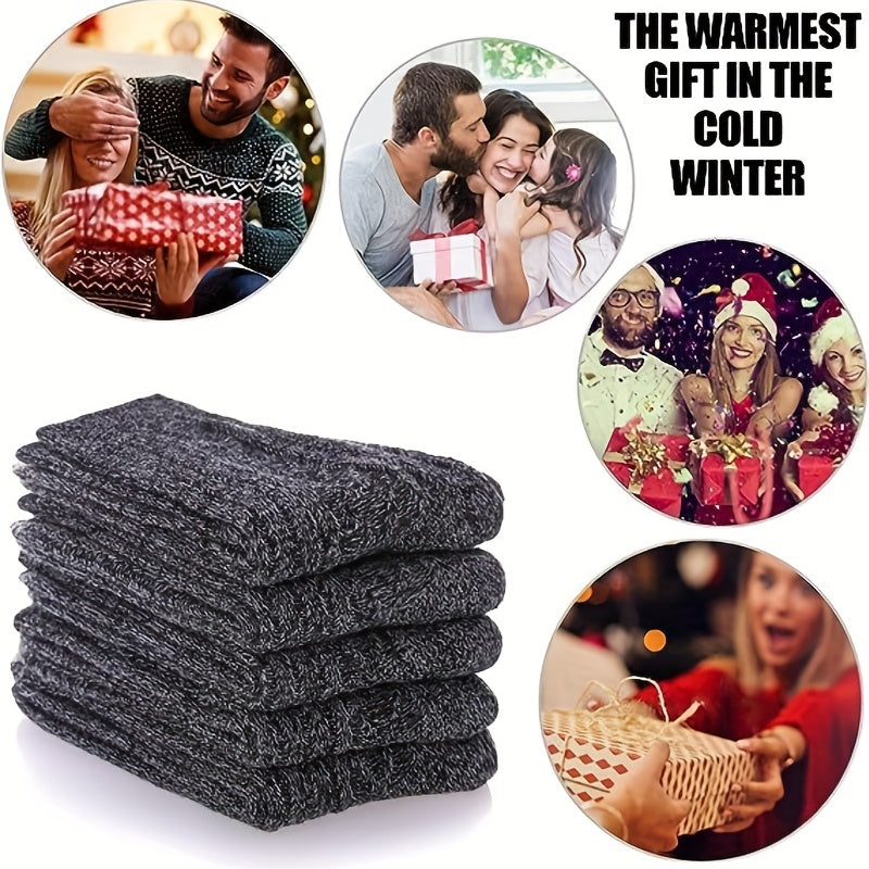 5 Pairs Soft Thickened Mid-calf Winter Socks