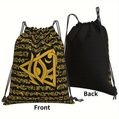 Ancient Egyptian Drawstring Bag Hieroglyphs School Beach Travel Pouch